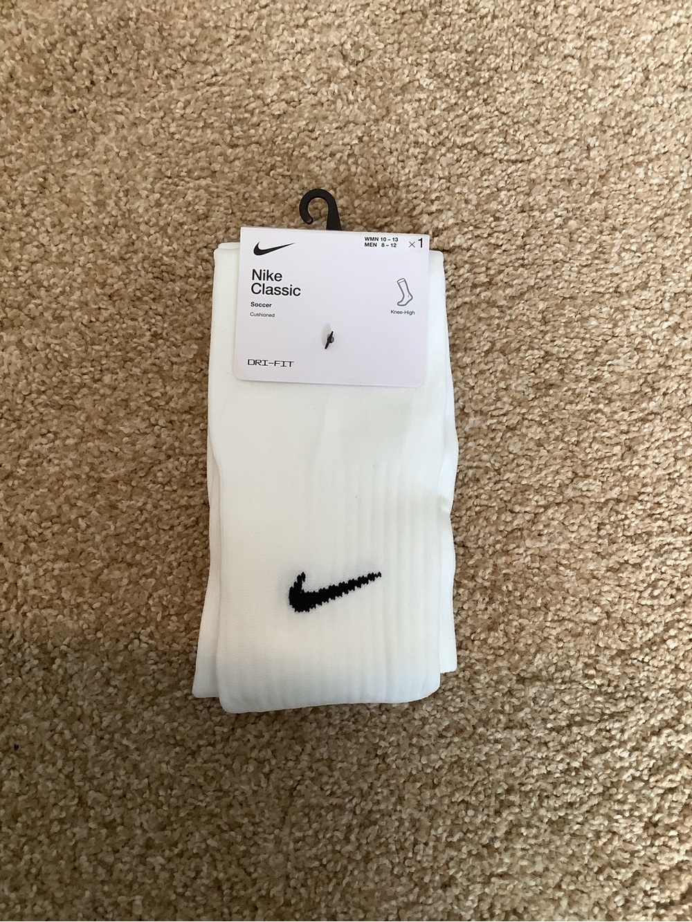 Nike White Crew Athletic Socks with Black Swoosh